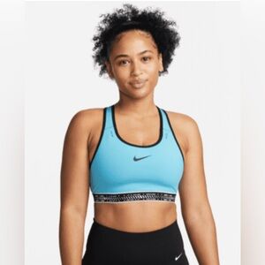 Women’s Nike Swoosh On The Run Sports Bra Large Teal And Black New